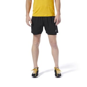 Spodenki Męskie Reebok Run Essentials Two-in-One Czarne PL 28BUZLO